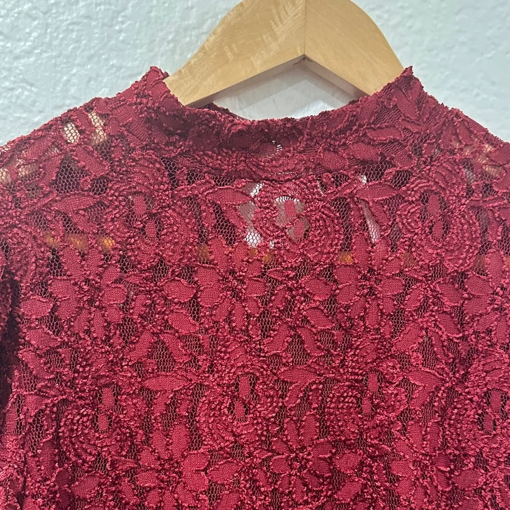 Free People Sweet Talker Floral Lace High Neck Puff Sleeve Blouse, Size S - Picture 12 of 16